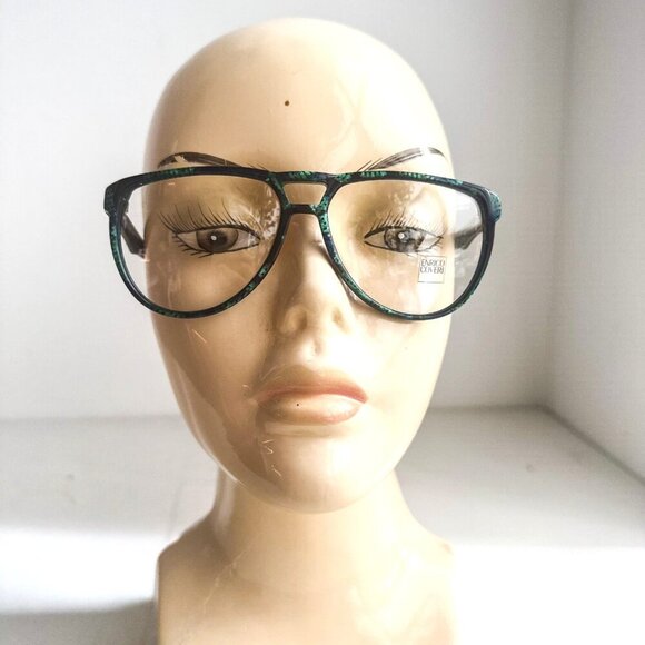 Vintage Enrico Coveri Green Abstract Print Eyeglasses Frames 111- 410 - Picture 1 of 9